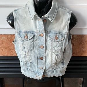Stretch Denim Crop Vest